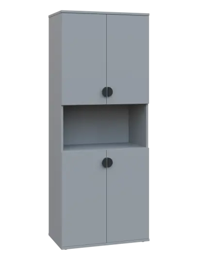 TN 5 - 74DN kancelářská skříň, 4-dveřová/nika, 1822x720x400, šedá